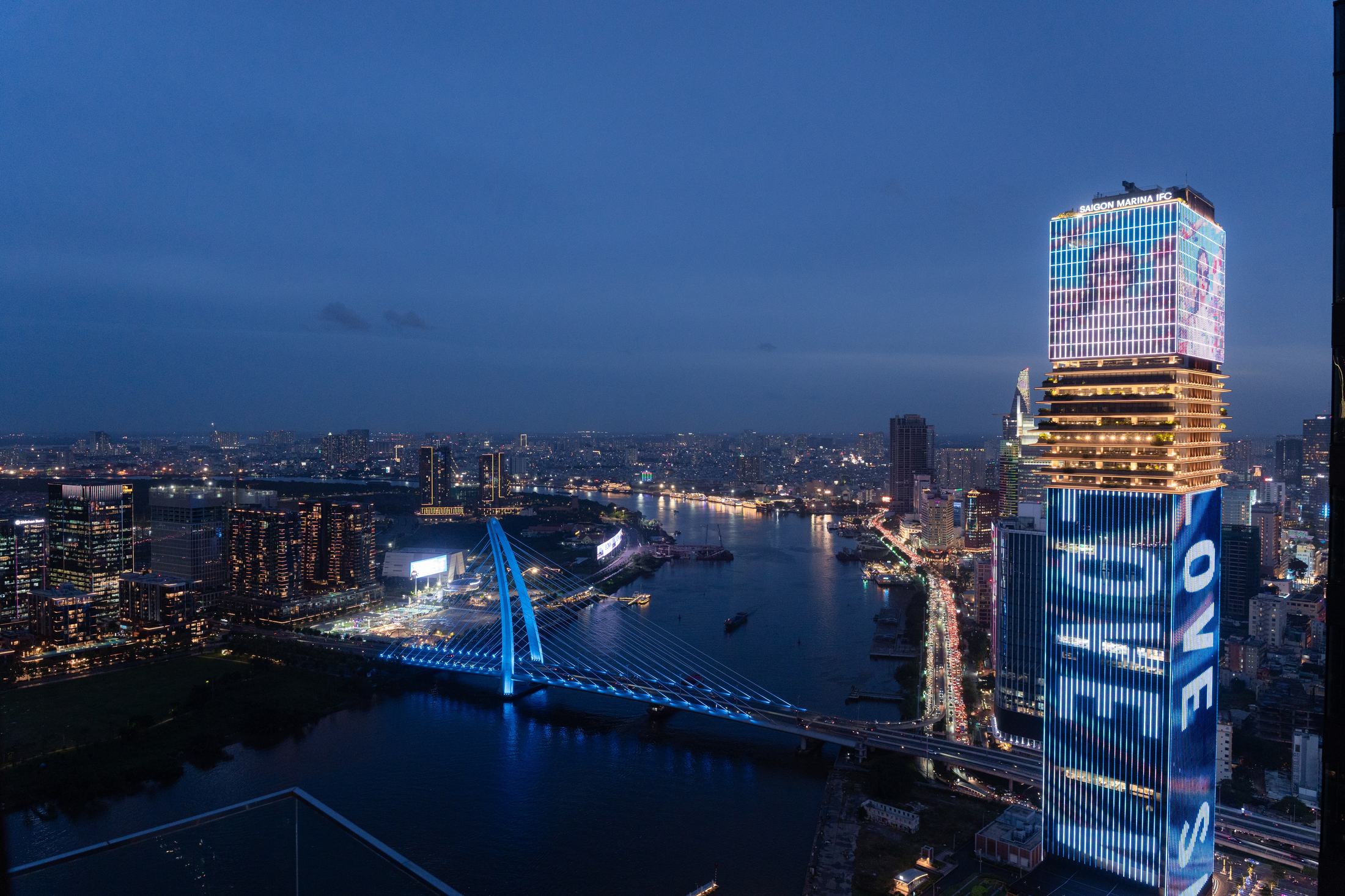 Saigon at night, seen across the Saigon River